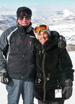 Lew and Rose Geller on the slopes of Telluride; photo by Richard Vangelisti