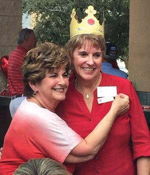 Sandra Adams presented Janet Miazga with a coveted Burger King crown and official CEO name tag.