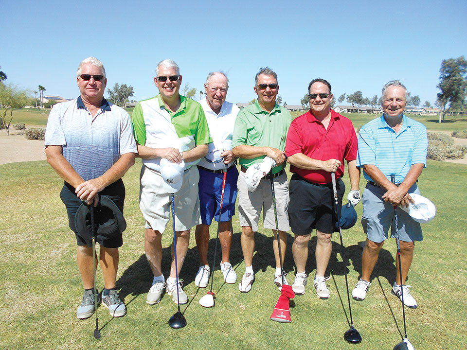 Flight B Group Winners, left to right: Cort Wyss and Larry Mickelson, Jim Anspaugh and Ron Eppley and Richard Bean and Bill Armstrong