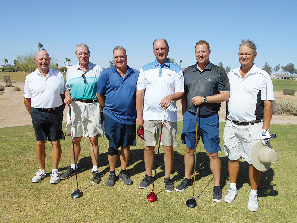 Flight C Group Winners, left to right: Chuck (Gus) Gustafson and Peter Atkins, Mike Molinari and Richard Kennedy and Scott Brunt and Bill Anderson