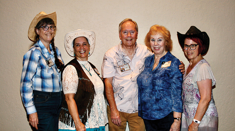Fun Line Dance team (left to right): Marian Long, Kathy Fredo, Bob Bowman, Rochelle Thurm, and Karen Mack; (not pictured): Sissy Hungerford (Photo by Marian Long)