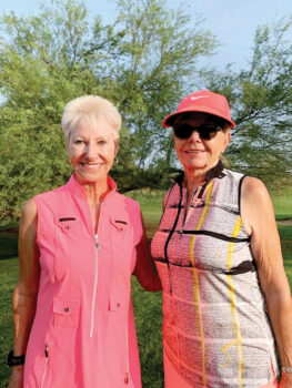(Left to right) Cindy Tollefson and Jeannie Alvarez, winners again, win 1st in Flight C.