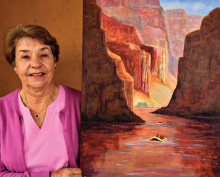 Artist of the Month Dee Smart with her painting Canyon Float.