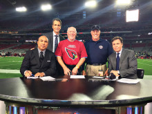 Left to right: Hines Ward, Chris Collingsworth, John Krasnan, Marc Goldberg and Bob Costas