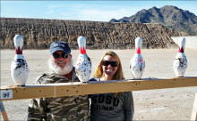 Kevin Christian brought his daughter Karen to Bowling Pin Shooting.