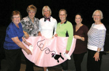 Left to right: Sharon Becker, Jill Santy, Sande Nielson, Brenda Peterson, Myra Saunders and Nancy Cole remember poodle skirts, bobby socks, cat’s eye glasses and great ‘50s music.