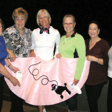 Left to right: Sharon Becker, Jill Santy, Sande Nielson, Brenda Peterson, Myra Saunders and Nancy Cole remember poodle skirts, bobby socks, cat’s eye glasses and great ‘50s music.