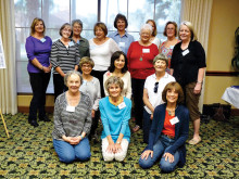 Front row from left: Instructors Johanna Kaufman, Janet Day and Marsha Lisle; second row: Mary Alice Joyce, Laurie Scott and Bette Hanson; third row: Karen Stone, Betty Tomtan, Enice Speed and Linda Schmillen; back row: Sharon Schmitz, Nan Perkins, Linda Brisnehan, Carol Ohman (face mostly blocked) and Deb Riley