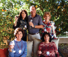 Le Cercle français welcomes its newest members: seated from the left are Jodie Heinz and Louise Archambault. Standing from the left are President Deborah Legan and Bob and Diane Rottman, hosts for the March meeting.