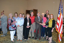 Left to right: Secretary Bari Cavallo, Membership Chair Terry Roth, Sargent at Arms Johnny Cavallo, Social Chair Sandy Miller, PR Chair Liz Gibson, Chaplain John Parsons, Speaker A.J. LaFaro, Vice President Anne Gregerson, Treasurer Dan Borchers, Fundraising Chair Meg Chrisman, and President Linda Migliore