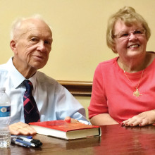 Sergei Khruschev at a book signing with PebbleCreek’s Anna Thomas who worked at the Russian Embassy on two occasions.