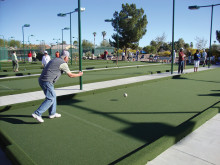 Bocce under the lights is a go! Look for this scene captured on a recent beautiful Wednesday morning at the new Eagle’s Nest Bocce Complex to repeat itself on Wednesday nights under the lights! Bocce officials report that there has been enough interest expressed by PebbleCreek residents to form a Wednesday Night League starting with the spring 2015 season. As of press time there were eight teams registered. Last chance to sign up is March 2 and 3, 10:00 a.m. to noon at Eagle’s Nest kiosk.