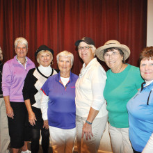 Flight winners, from left: Barbara Patrow, Kathy Lindstrom, Glenda Spohr, Pat DeMatties, Diane Galewski, Julie Kurvers and Sharon Johnson