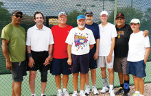 Left to right: Troney Hutchins, Marty Farrell, Craig Hauger, Dave Henry (captain), Jim Lewis, Richard Margison, Lou Ramirez and Steve Bachman; not pictured, Bryan Bostock