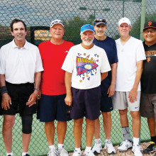 Left to right: Troney Hutchins, Marty Farrell, Craig Hauger, Dave Henry (captain), Jim Lewis, Richard Margison, Lou Ramirez and Steve Bachman; not pictured, Bryan Bostock
