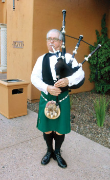 In true Celtic spirit, a bagpiper greeted the St. Patrick’s Day golfers and the Emerald Ball guests at PebbleCreek.