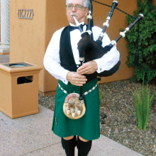 In true Celtic spirit, a bagpiper greeted the St. Patrick’s Day golfers and the Emerald Ball guests at PebbleCreek.