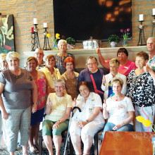 Participants in the PC Singles Club Sound Scavenger Hunt held on April 7 celebrate with the winners Kathy Weldon, Theresa Kirklys, Liz Moherman and Nancy Sheridan. The event was organized and hosted by Diane Staff.