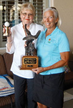 PCL9GA President Karen Morgan presents Club Champion trophy to Tina Stepzinski