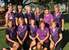 Front row: Marilyn Reynolds, Mary Harris, Kittie Day, Amber Rivera and Vicki Norrie; back row: Sue Abercrombie, Kathy Hubert/Wyss, Barbara Patrow, Ellen Enright, Chanca Morrell and Mary Falso