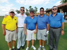 Match Play Overall Winners, left to right: Jerry Treece (PCMGA VP), Jason Whitehill (Director of Golf), Kermit Reich and Bob Millikan (Match Play Overall Winners) and General Manager Bill Barnard