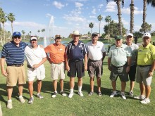 PCM9GA Four Club Scramble Tournament First Place Winners, left to right: Erv Stein, Casey Jones, Randy McConaughey, Grant Moorehead, Steve Smeedley, Chuck Hendrickson, Dick McCurdy and Monti Page