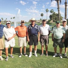 PCM9GA Four Club Scramble Tournament First Place Winners, left to right: Erv Stein, Casey Jones, Randy McConaughey, Grant Moorehead, Steve Smeedley, Chuck Hendrickson, Dick McCurdy and Monti Page