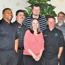 Left to right: James Whitmore, Brian Cate, Dustin Carter, Jonathan Hofberger, Tim Moss and, in front, Director of Food & Beverage Melissa Gonzales