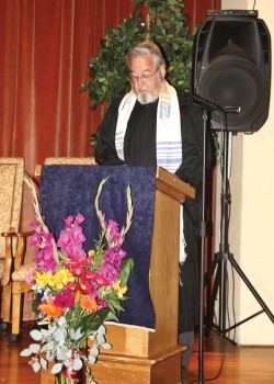 Our beloved Rabbi David Mayer delivering his sermon