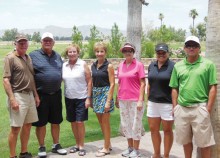 Left to right, Closest to the Pin (men): Jerrel Lampkin and Barry Stauffer; Closest to the Pin (women): Rosemary Kurtz; Longest Drive (women) Linda Smith; Closest to the Pin (women) Valerie Bobigian; Longest Putt (women) Sonya Wolcott; Longest Drive (men) Luke Delgado