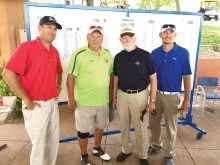 Left to right: PebbleCreek Golf Operations Director Jason Whitehill, PCM9GA President Ray Clements, Sun City Grand 9-Holer President Stan Zeitz and Sun City Grand Golf Pro Dennis Downs