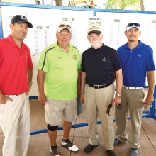 Left to right: PebbleCreek Golf Operations Director Jason Whitehill, PCM9GA President Ray Clements, Sun City Grand 9-Holer President Stan Zeitz and Sun City Grand Golf Pro Dennis Downs