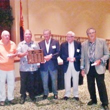 PCM9GA Past Presidents receive Recognition Plaque at ninth annual Awards Banquet. Left to right: PCM9GA President Ray Clements, John Ward, Bob Voccola, Bruce Hulbert, Tom Spink, Stan Fuller and PCM9GA Vice President Randy Printz
