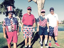 Red-White and Blue Tournament Costume Entry Finalists, left to right: Monti Page, Larry Gleason, Walt Hohlstein, Skip Gault – Best costume winner