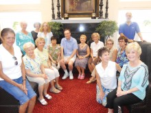 Several PebbleCreek residents after having a tasty lunch of liver and onions or enchiladas at Estrella Estates