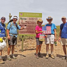 Left to right: Lynn Warren (photographer), Bill Halte, Marilyn Reynolds, Pete Williams and Clare Bangs at the end of a Black Canyon Trail hike celebrating Pete’s impressive accomplishment.