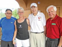 Left to right: Officer at Large Bob Oswald; club’s first member, LouAnn Ashburn; club’s founder and first president, Grover Lumbard and member number 1,000, Rick Horst