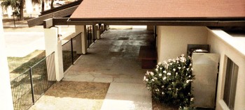 Aerial view of the transformation of the front entrance just before the doors opened