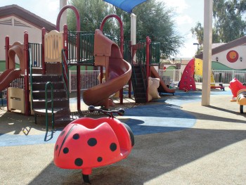 New Life Center’s playground area; the Center population is typically 65% children.