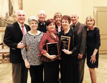 Hall of Fame honorees Karyn Horst and Patti Wegehaupt with the ShowTime Board; not shown: Honoree Bob Sherman