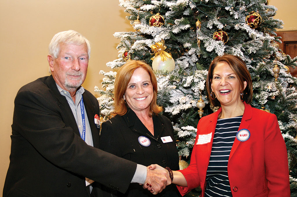 Left to right: Member Ed Chrisman, President Linda Migliore, Senator Kelli Ward