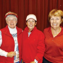 Flight 6 winners from left are Sue Harrison,  Susan Franzone and Sue White.  Not pictured is Roberta Diles.