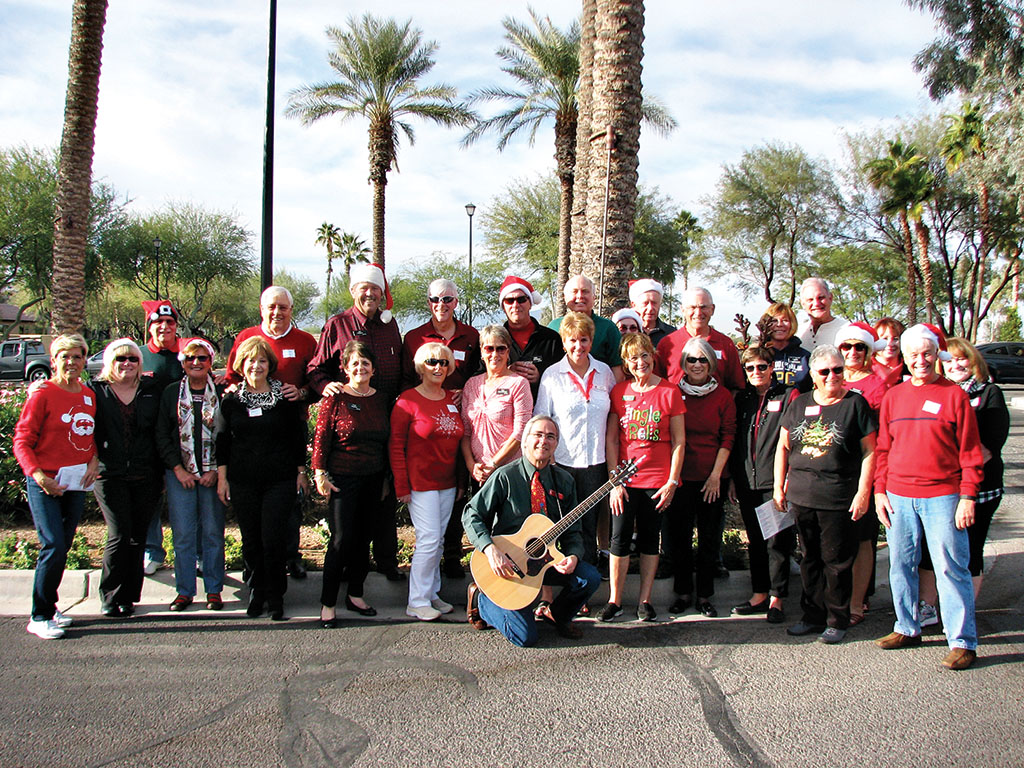 Doug and Jerri Christensen’s group were all smiles and ready for caroling fun.