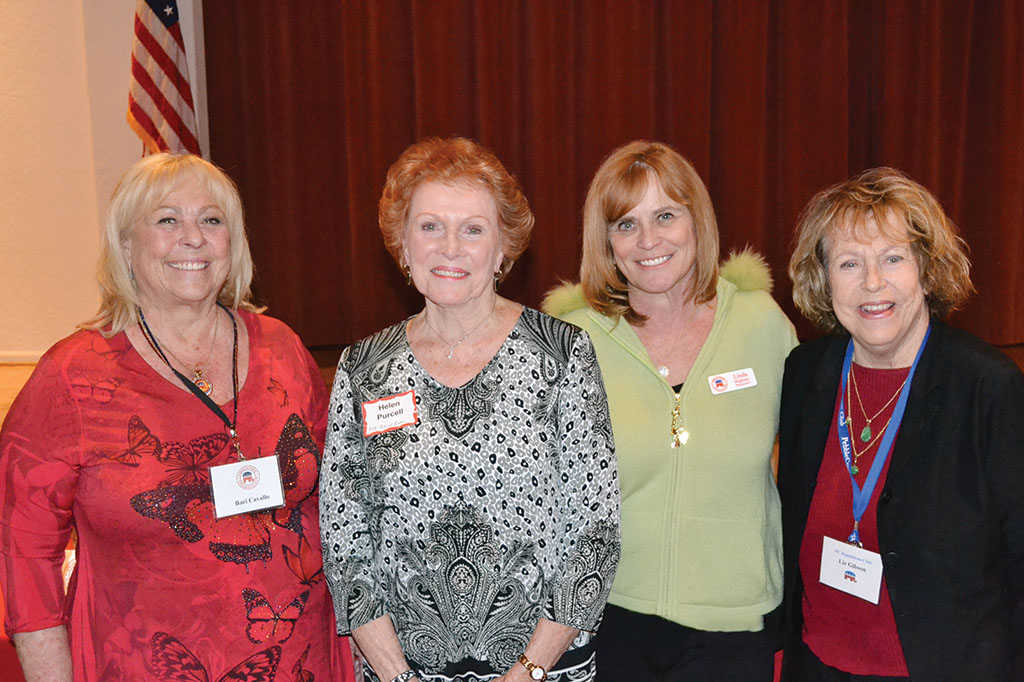 Left to right: Bari Cavallo, vice president, Helen Purcell, county treasurer, Linda Migliore, president, Liz Gibson, PR chair