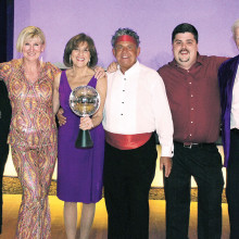 The 2016 Dancing with the PebbleCreek Stars competitors, from left: Ane Aune, Julie Walmsley, Champion Donna Gray, Rich Elliott, Brian Cate and Chuck Freeman.