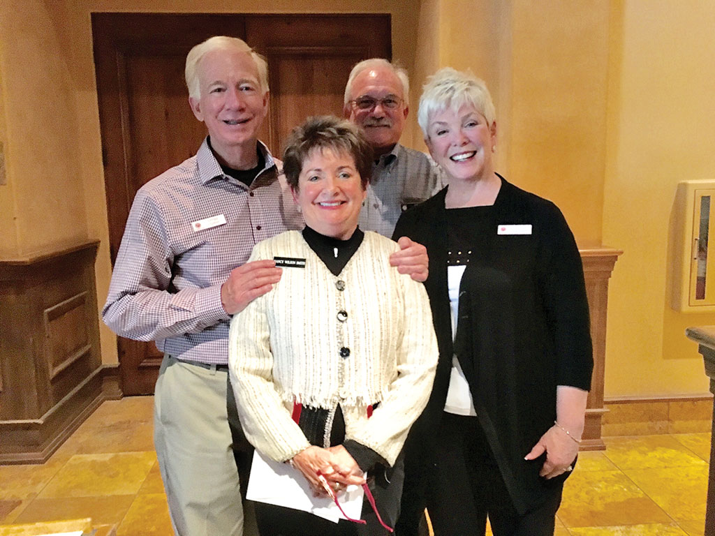 Nancy Wilson Smith (front), Gregg Clymer (left), John Kiekbusch (rear center) and Sherry Gonzales (right)