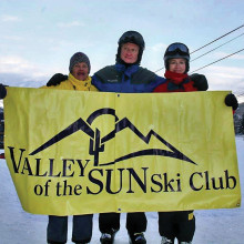 Jane Sweet, David Shenton and Sheryl Henke on the slopes of Snowmass (Aspen); photo by Richard Vangelisti