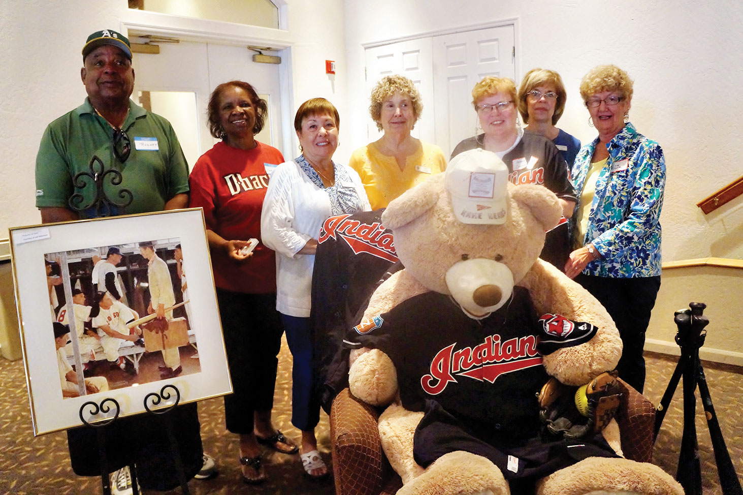 From left: Kare Bears volunteers who received 10 year pins at the Spring Fling volunteer event: Rod Suttles, Carolyn Suttles, Ellen Stergulz, Patti Hodge, Grace Cooper, Jackie Belonax and Sue Chute