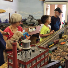 Even the family dog came to the PebbleCreek Model Railroad Club Open House.