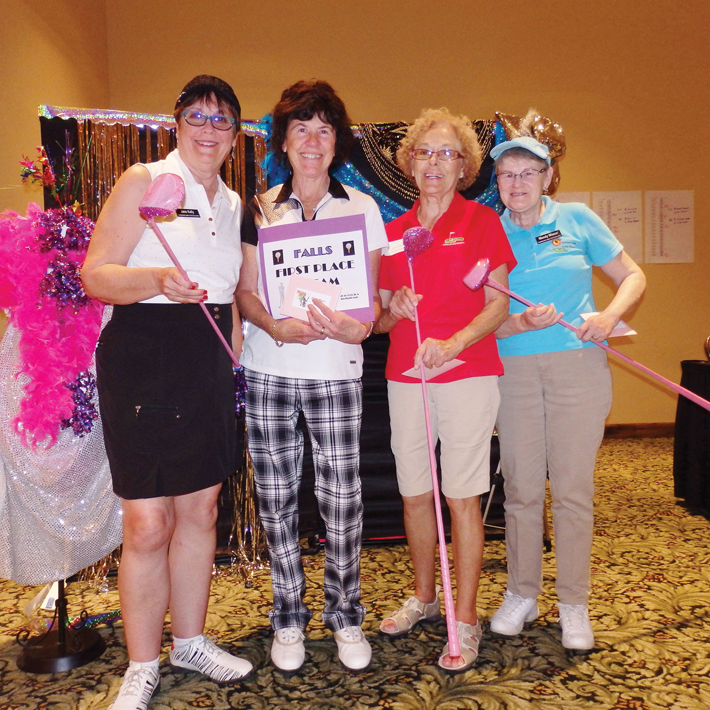 First Place Falls, left to right: Jane Kelly, Christi Houser, Guest Player, Wendy Wisser